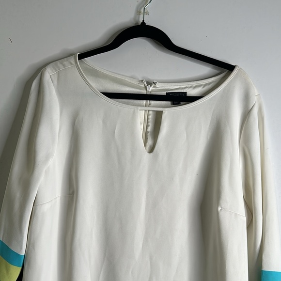 Ann Taylor knee length ivory color block 3/4 sleeves dress size 14T - Picture 6 of 10